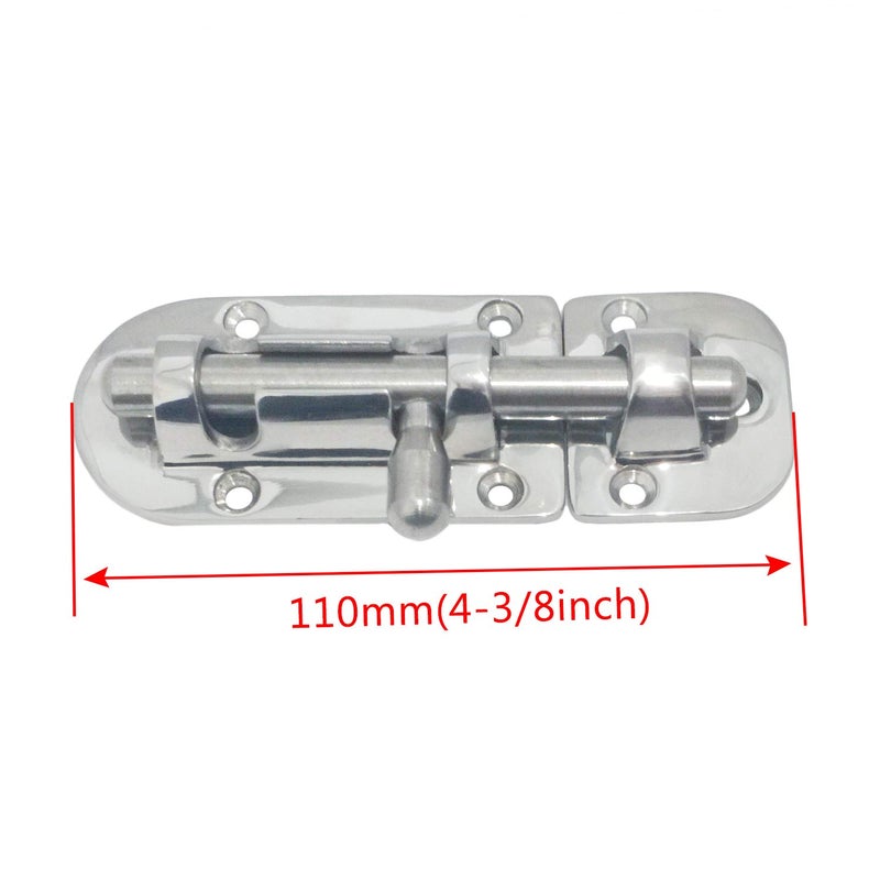 keehui Marine 316 Stainless Steel Heavy Duty 4-3/8 Inch Locker Latch Slide Barrel Bolt for Marine Boat Window/Door/Hatch/Cabinet - Image 3